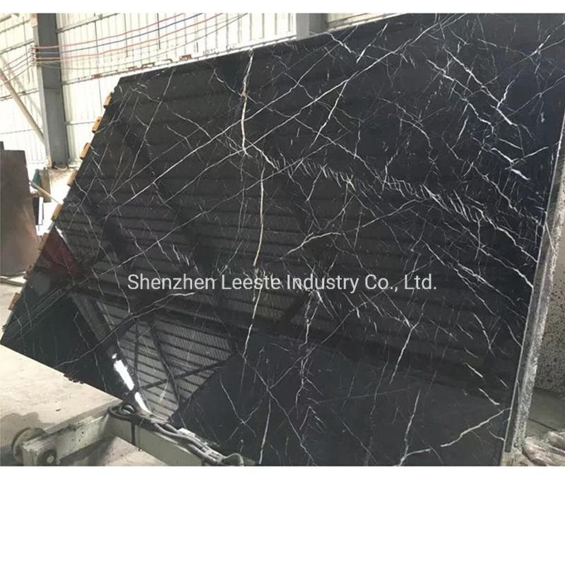 Chinese Quarry Origin Stone Tile Price Polished Nero Marquina Black Marble Slab