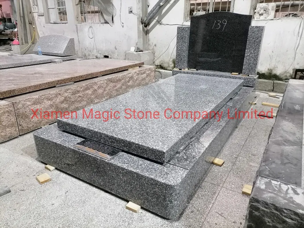 Factory Price Headstone Grey Granite Cemetery Tombstones and Monuments Gravestone