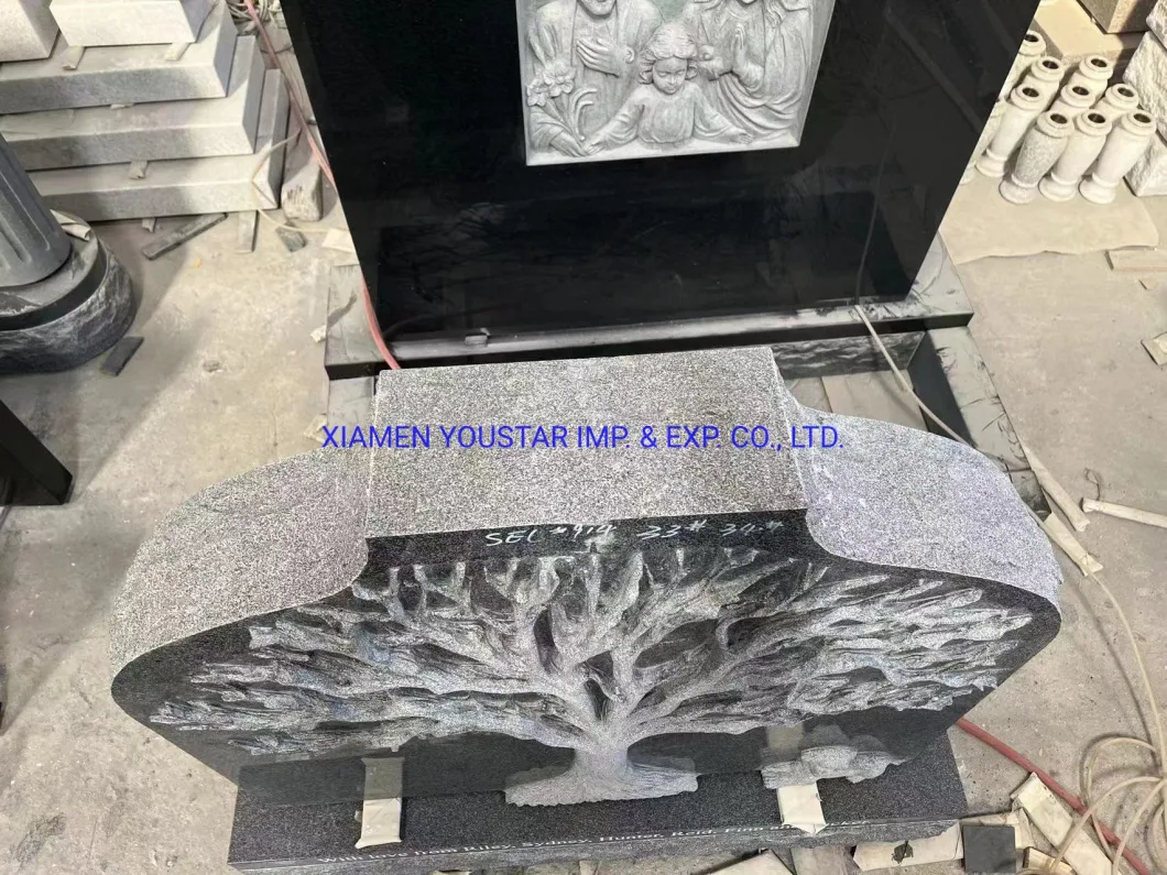 2023 New Design Grey Granite Tombstone Tree Design