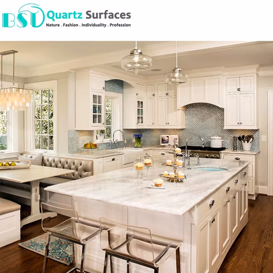 Laje de pedra de quartzo com acabamento fosco ou polido com alta qualidade