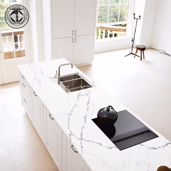 Bancada de cozinha de pedra de quartzo artificial Calacatta Best Design Espessura 2 cm 2 cm