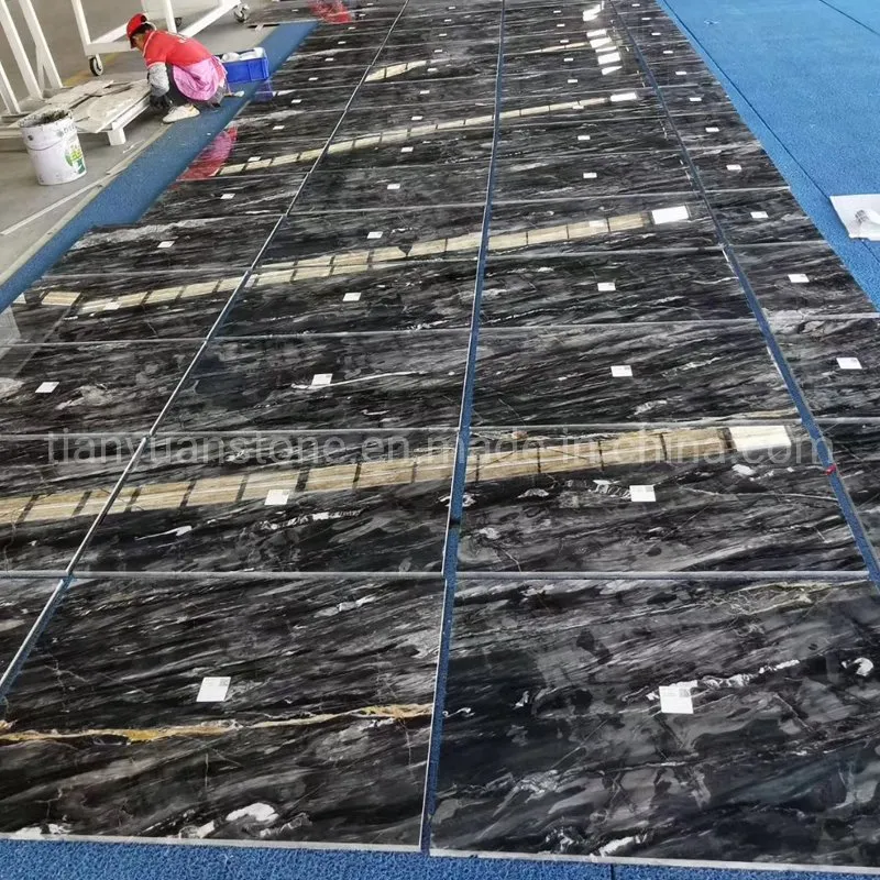 Laje de mármore China Silver Portoro mármore preto e branco ladrilhos de mármore chinês